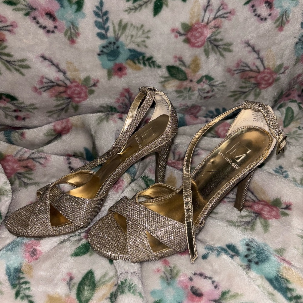 Elegant Gold Strappy Heels